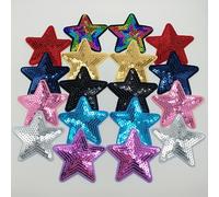 18 parches de lentejuelas multicolores con forma de estrella - Adhesivos decorativos bordados termoadhesivos/para coser para liberar tu en mochilas, sombreros, ropa y bolsos