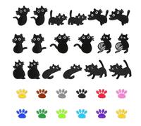 18 Parches Termoadhesivos De Gato Y 12 Parches De Huellas, Lindos Parches Bordados, Parches De Tela, Parches Para Decoración De Ropa, Parches De Costura, Adecuados Para Ropa, Bolsos, Etc.