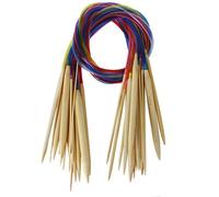 18 pares de agujas de bambú redondas para hacer punto | Agujas de ganchillo y crochet con tubos coloridos | Agujas de 2 mm - 10 mm |