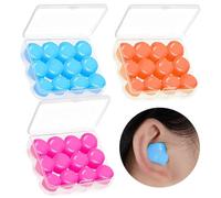 18 pares de tapones de silicona reutilizables para los oídos, moldeables, suaves, con cancelación de ruido, bloqueo de sonido, para natación, viajes, ronquidos, conciertos (azul, naranja, rojo rosa)