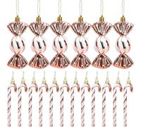 18 pcs Bastones de Caramelo decoración de Navidad Adornos de Navidad Bastones de Caramelo decoración Brillo Deco del árbol de Navidad Oro Rosa Dulce Adornos de Navidad decoración del árbol de Navidad