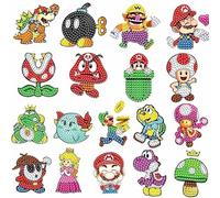18 Pcs Kit Pegatina Cute Cartoon Game 5D Diamond Painting,Pegatinas de Diamond Painting Dibujos Animados,Pegatinas de Lindo Anime para Niños,Animal Diamond Painting Stickers para Adultos Principiantes