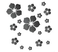 18 pegatinas de pared de espejo acrílico diseño floral azulejos reflectantes 3D para decoración de pared del hogar en sala de estar, dormitorio, cocina (negro)