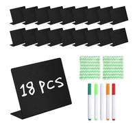 18 pequeñas pizarras de tiza para escribir, mini placas de precio, placas de mesa en L, carteles de buffet para escribir gastronomía, se pueden limpiar con un paño para mensajes de boda y fiestas + 5