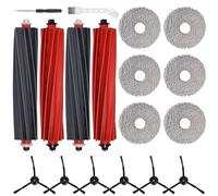 18 Piezas Accesorios para Roborock Qrevo Master/Qrevo Slim Aspiradoras | Repuestos con 2 Dobles Cepillos Principales, 6 Paños Mopa, 6 Cepillos Laterales, 1 Destornillador, 1 Cepillo Limpieza