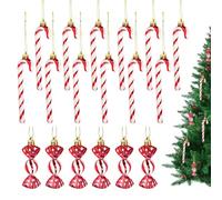 18 Piezas Adornos Navideños Grandes Decorativos de Bastón de Caramelo, Arboles de Navidad Rojos y Blancos con Purpurina para árbol de Navidad