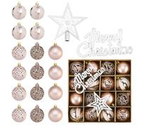 18 Piezas Bolas Arbol de Navidad, Juego de Bolas de Navidad, Adornos para Arbol de Xmas, Christmas Ball,Decoracion de Vacaciones Hogar, para Fiesta, Oro Rosa