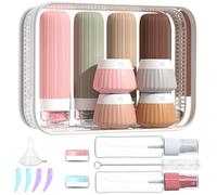 18 Piezas Botella de Viaje Silicona, Sin bisfenol A,Juego de Botes Viaje 90ml,Reutilizable y a prueba de fugas,Botellas Viaje Silicona para Liquidos,Botellas de viaje para viajar y acampar (rosa)