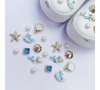 18 piezas de accesorios de resina para zuecos DIY, hebillas decorativas adorables desmontables de y concha, dijes para zapatos