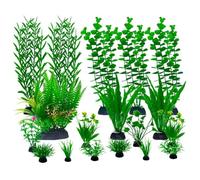 18 piezas de decoración de plantas artificiales de plástico, accesorios grandes para decoración de acuario, cuenco de tanque de ornamen de peces