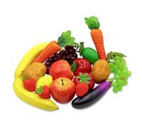 18 piezas de frutas falsas y vegetales artificiales realistas para decoración de espuma de frutis artificiales para el hogar, cocina, festival, adorno de plátano, berenjena, fresa, zanahorias,