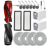 18 Piezas de Repuesto para Roborock Qrevo Curv/Qrevo Curve/Qrevo Curv S5X/ Qrevo Edge S5A/ Qrevo Edge, 1 par de cepillos Principales, 6 cepillos Laterales, 2 filtros, 4 Trapos, 2 Bolsas de Polvo