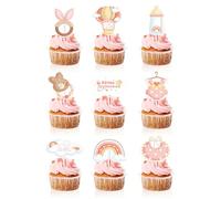 18 Piezas Decoración para Tartas para Baby Shower, Gender Reveal Party Cake Topper Its A Girl Cake Topper, Rosa Decoración para Cupcakes Adorno de Tartas para Niños
