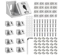 18 piezas Escuadras metalicas 30*30mm,Escuadras Ángulo L,Escuadra metalica de 90 grado,Escuadra metalicapara la fijación de estantes o reparar,para impresora 3D, enrutador CNC, proyectos-Plata