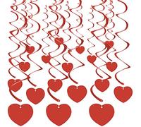18 Piezas Espirales Colgantes, Guirnalda Colgante Espiral, Guirnalda de Corazón Rojo, Decoración para Colgar en el Techo, Decoración para San Valentin Fiesta Bodas Cumpleaños Navidad
