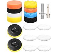 18 Piezas Esponja de Pulido Pulidora Coche,Pulir Coche 80mm,Adaptador de Taladro y Almohadillas de Cera de Lana para el Coche Encerado Lijado