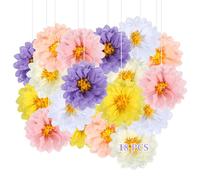 18 Piezas Flores de Papel, Colorida Pompones Papel Decoración, 12 Pulgadas Pompones Fiesta para Bodas, Fiestas de Cumpleaños, Graduaciones, Jardines