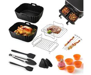 18 piezas freidora de aire caliente Accesorios para Ninja Foodi Max Dual Zone AF400EU AF300EU 9.5L para Double Stack XL SL400EU Molde de silicona para COSORI 8.5L libre BPA