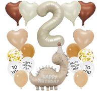18 Piezas Globo Dinosaurio 2 Años, Dinosaurio Decoración 2 Cumpleaños, Color Crema Globos Dino para Cumpleaños Niña Niño