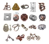 18 Piezas Juguetes Rompecabezas de Alambre de Metal, 3D Rompecabezas Puzzles Juguetes Educativos IQ Test Puzzle, Juegos de Mesa con Amigos Regalos para Adultos y Niños - Dificultades Mixtas