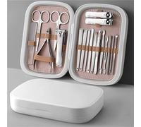 18 Piezas Manicura Cortaúñas Hogar Acero Inoxidable Cuchara para Orejas Cortauñas Pedicura Tijeras para Uñas Kit de Herramientas, Blanco