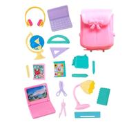 18 Piezas Muñecas Accesorios Escolares para Muñecas Casa de Muñecas Accesorios Escolares Incluye Mochila de Muñecas Libro Reglas Calculadora de Cortador