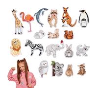 18 Piezas Parches de Tela de Animales, Parches Ropa Termoadhesivos, Mezclado Animal Parches Apliques para Pegatinas y Reparar Agujeros, Mochilas y Sombrero