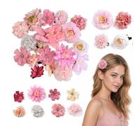 18 Piezas Pinza Flor Tela Rosa & Morado - Accesorios Cabello para Mujer y Niña, Flores Hawaianas Pelo Horquillas para Boda y Fiesta