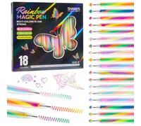 18 Piezas Rotuladores de Gel Mágicos que Cambian de Color, Barril Transparente Giratorio, Tinta en Degradado Neón Pastel con Purpurina y Glitter Arcoíris, para Álbum de Recortes, Tomar Notas, Diario,