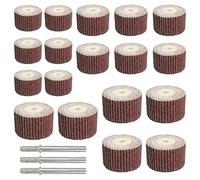 18 Piezas Ruedas de láminas, Grano 80/120/180 Cepillo Abrasivo a Láminas, Rueda de pulido con Vástago de 6 mm, Rueda de Papel de Lija Cepillo Abrasivo, para Lijar, Desbarbado, Pulido (18 Piezas)