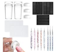 18 Piezas Sello de Uñas, Nail Stamp con 5 Rotuladores de Puntitos 3 Pinceles para Uñas 3 Pegatinas Guía para Uñas, Nail Art, Manicura Francesa para Manicura DIY