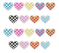 18 Pzs Parches Termoadhesivos, Parches de Bandera a Cuadros Parches Termoadhesivos Bordados para Coser Parches del día de las Carreras para Sombreros Jeans Camisas Manualidades (Corazón)