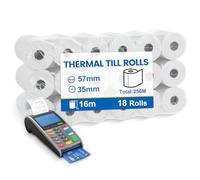 (18 Rollos) Papel Datafono 57mm Térmico - Papel Térmico 57mm x 12mm x 16m, Papel Impresora Termica Compatible con la mayoría de calculadoras y cajas registradoras, Papel Termico para Datafonos