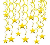 18 serpentinas doradas de estrella, decoraciones de fiesta, guirnalda de papel reflectante colgante, kit de estrellas doradas para decoraciones de cumpleaños, fiesta de jardín, boda, adviento