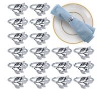 18 servilleteros plateados, servilleteros, hojas con 5 hojas, servilletero para fiestas, Acción de Gracias, bodas