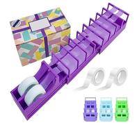18 Strip Tape Dispenser, Fast Tape Dispenser for Crafts & Gift Wrapping, Blade-Free Compact Tape Cutter, Compact Heavy-Duty, Workswith Standard/Washi/Double-Sidedtape, Strips in Seconds (Purple)
