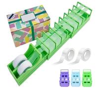 18 Strip Tape Dispenser, Fast Tape Dispenser for Crafts & Gift Wrapping, Blade-Free Compact Tape Cutter, Compact Heavy-Duty, Workswith Standard/Washi/Double-Sidedtape, Strips in Seconds (Green)