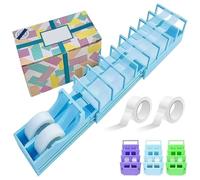 18 Strip Tape Dispenser, Fast Tape Dispenser for Crafts & Gift Wrapping, Blade-Free Compact Tape Cutter, Compact Heavy-Duty, Workswith Standard/Washi/Double-Sidedtape, Strips in Seconds (Blue)