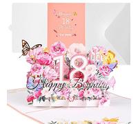 18. Tarjeta de cumpleaños 3D desplegable, tarjetas de felicitación de cumpleaños, decoración para 18 tarjetas de cumpleaños con sobre, tarjeta para el 18 aniversario de boda, cumpleaños para mujeres,