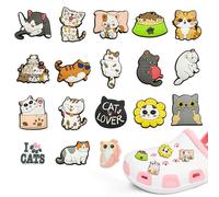 18 unidades de colgantes de zapatos para Crocs, diseño de gato de dibujos animados, colgante de PVC, decoración DIY para niños, idea de regalo