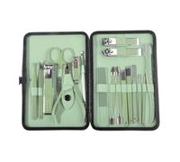 18 Unids/caja Cortadores de Manicura Juego de Cortaúñas Rosa Cuchara de Oreja de Acero Inoxidable para el Hogar Cortaúñas Herramienta de Tijeras de Uñas de Pedicura, Verde, A