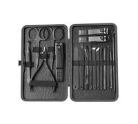 18 Unids/caja Cortadores de Manicura Juego de Cortaúñas Rosa Cuchara de Oreja de Acero Inoxidable para el Hogar Cortaúñas Herramienta de Tijeras de Uñas de Pedicura, Negro, A