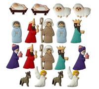 18 unids/set botones navideños resina novedad botones de Natividad con adornos navideños de parte posterior plana para costura artesanal