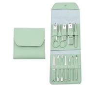 18 Unids/Set Cortaúñas Tijeras Alicates Cuchara para Orejas Acero Inoxidable Verde Uñas Belleza Cortadores Herramientas de Manicura, 12 Piezas