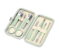 18 Unids/Set Cortauñas Tijeras Alicates Cuchara para Orejas Acero Inoxidable Verde Uñas Belleza Cortadores Herramientas de Manicura, 7 Piezas