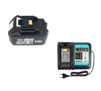 18 V, Batería Recargable De Iones De Litio De 6,0 Ah. Compatible con Makita BL1860, BL1830 Y Herramientas Eléctricas LXT400. Se Utiliza con El Cargador BL1850+3A.(1PCS 6.0Ah - Charger)