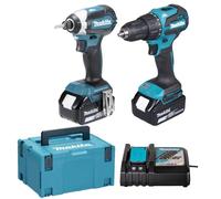 18 V DHP490 + DTD153 + 2 BL1850 18 V 5 Ah + 1 DC18RC Makita DLX2537TJ