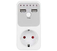 180~260V 13A USB Temporizador Salida programable Digital 24 Horas Temporizador mecánico enchufable Temporizador Inteligente Interruptor Acuario con conexión a Tierra Accesorio Enchufe para (1#)