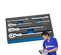 180 Degree - Ratchet Wrench Set Flexible, Combination Wrenches, 6pcs 72 Tooth Socke | 1/4 3/8 1/2 Inch Drive Automotive Tool Kit For Garage Car Repair Maintenance T Extension Bars Loosening Bolts Nuts