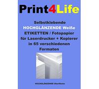 180 etiquetas redondas brillantes de 60,0 mm de diámetro, autoadhesivas, formato de etiqueta, 15 hojas DIN A4, 70 g/m², aptas para impresora láser y fotocopiadora.